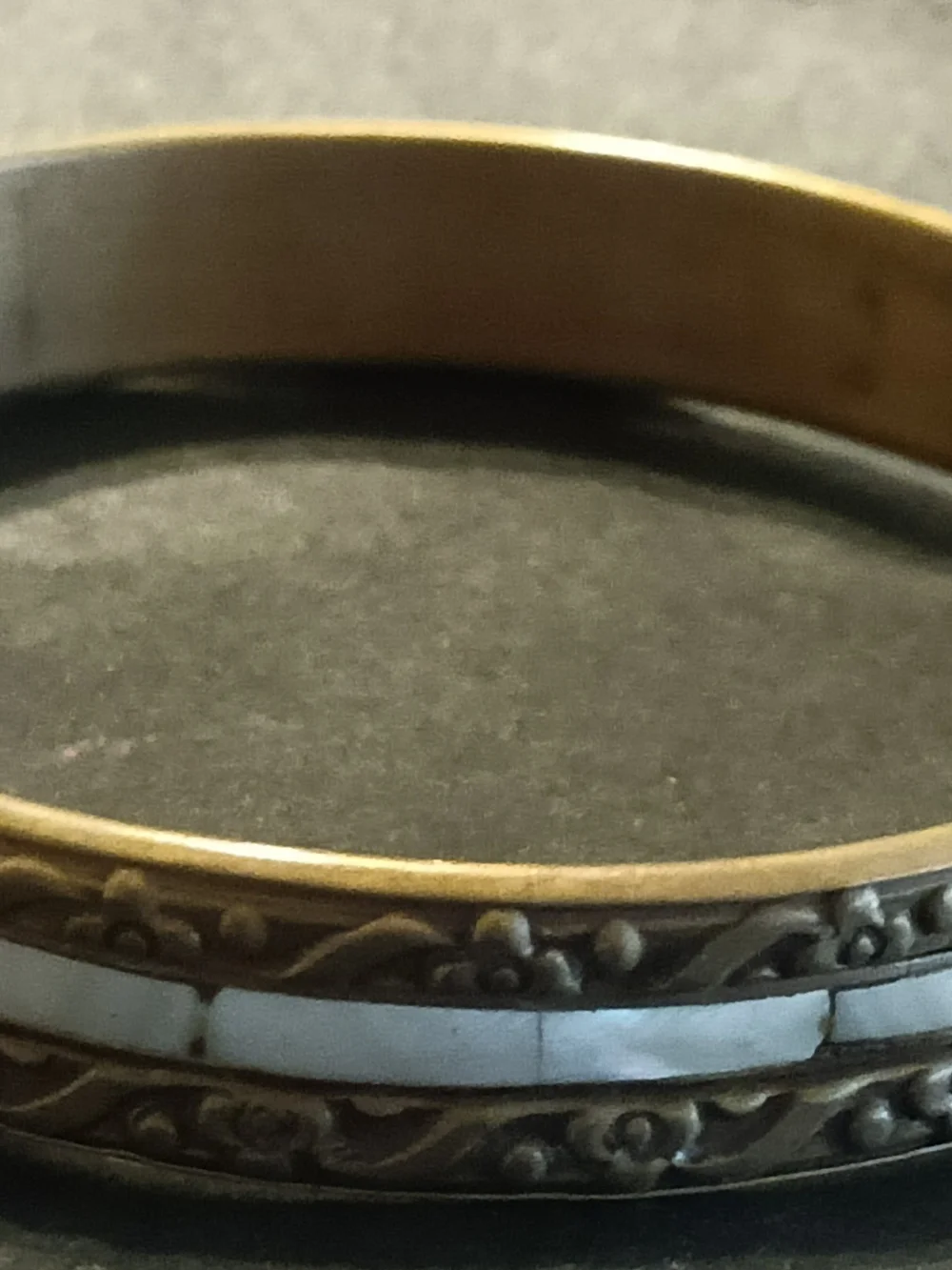 Ornate Cream and Antique Gold Decorative Bangle